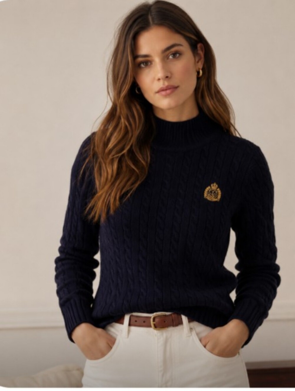 LAUREN RALPH LAUREN Vintage [Australia] Cotton Cable Knit Sweater Navy | S